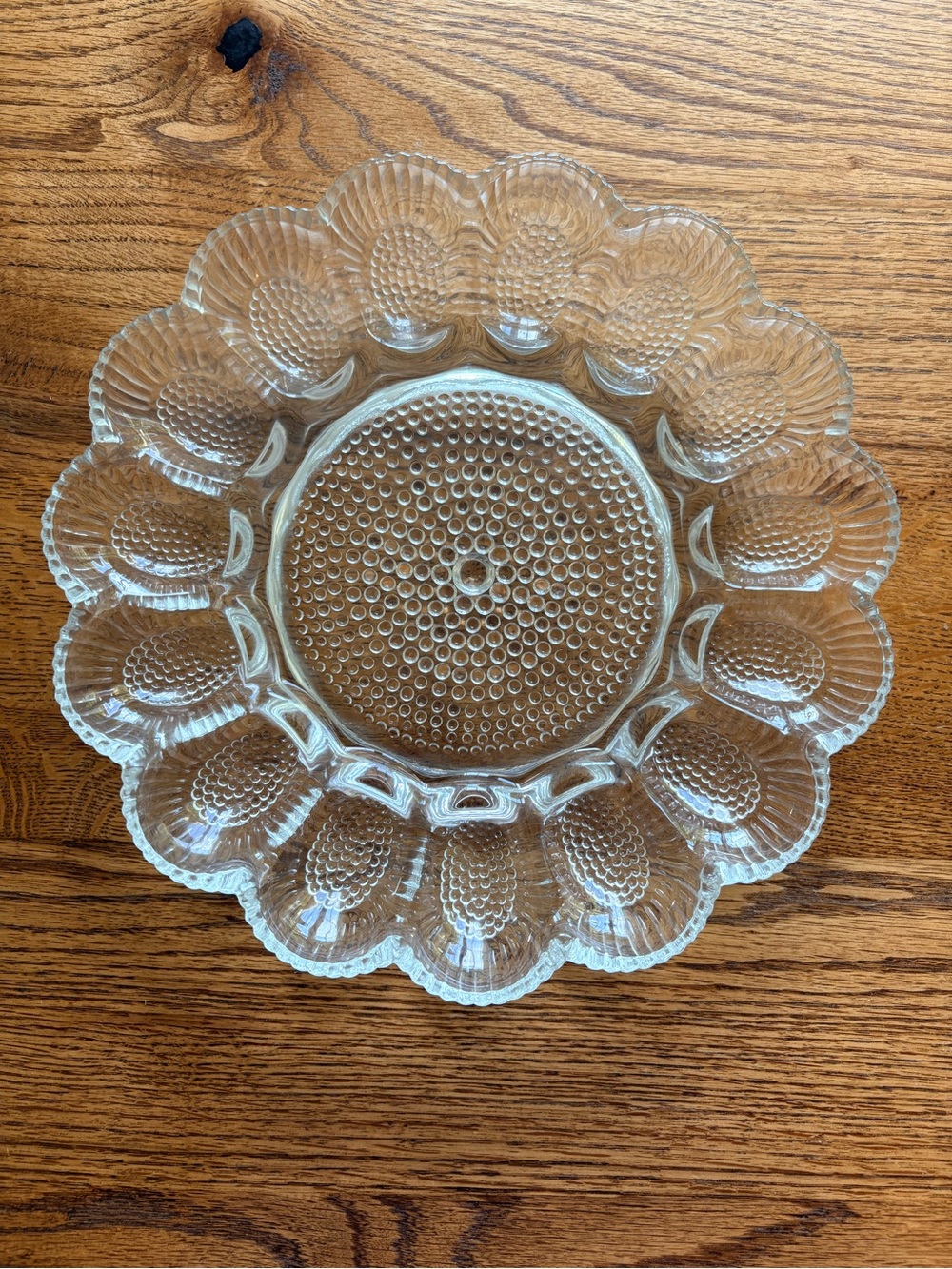 VTG Indiana Glass Crystal Happenings 11 inch Egg Relish Glass Tray